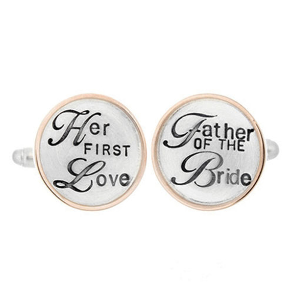 Picture of Silver with 14k Gold Rim Father of the Bride Cuff Links