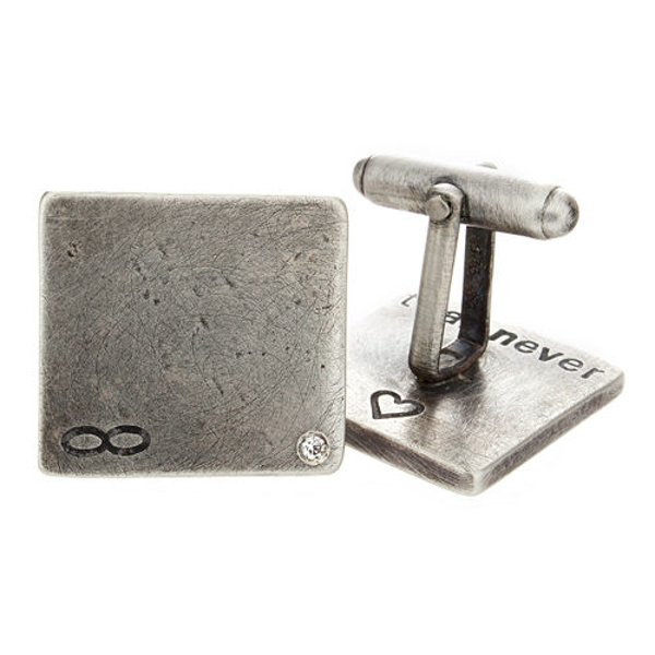 Picture of Sterling Silver Square Cuff Links with Diamonds