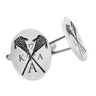 Picture of Silver Oval Cufflinks | Lacrosse Stick Cufflinks | Lax Player Gift