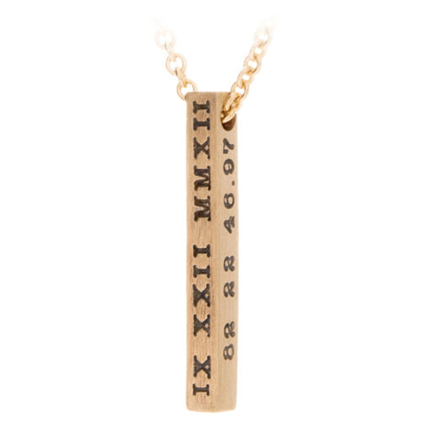 Picture of Vertical 4-Sided Gold Bar Pendant Necklace