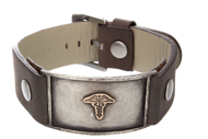 mens medical alert bracelet leather watchband engraved id jewelry