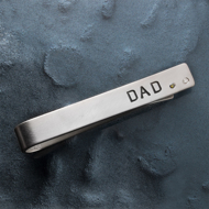 Picture of Personalized Sterling Silver Tie Clip for Dad with Birthstone | Father's Day Gift
