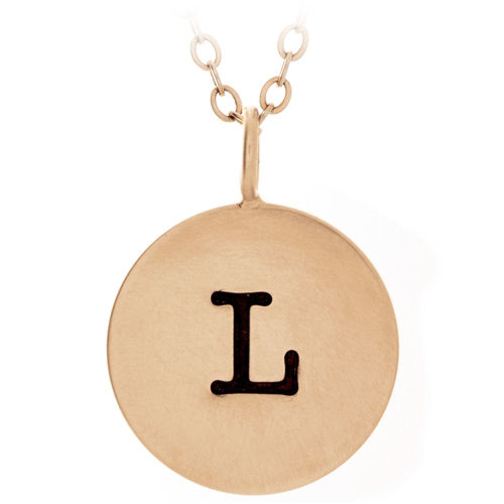 Personalized gold initial necklace with engraved letter L pendant