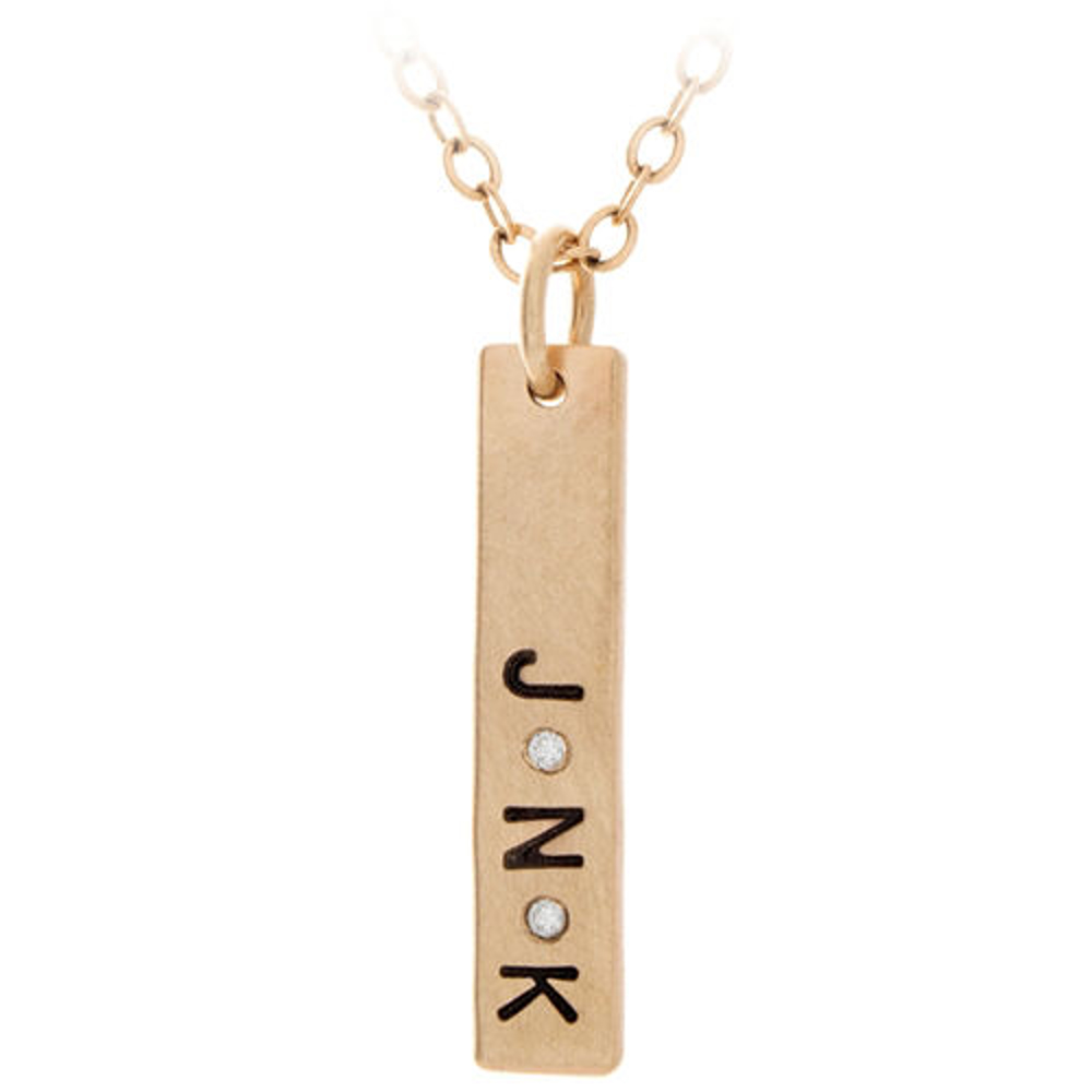 Picture of 14K Gold Diamond Vertical Flat Bar Charm Necklace