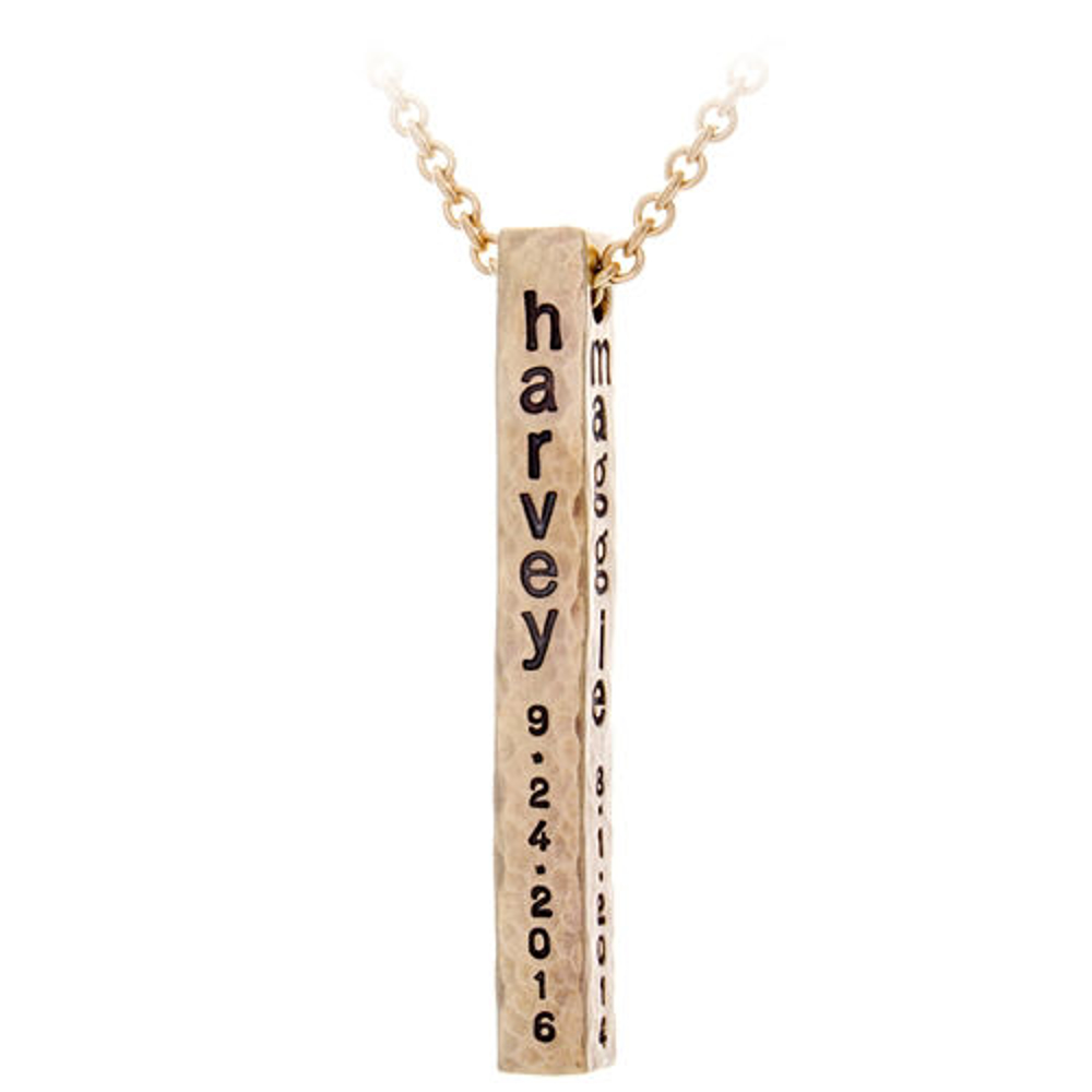 Picture of 14K Gold Personalized Bar Charm Necklace