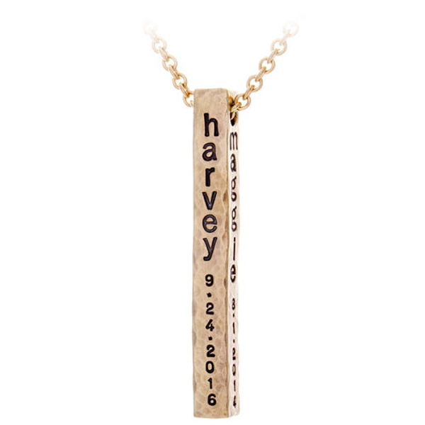 Picture of 14K Gold Square Bar Charm Necklace