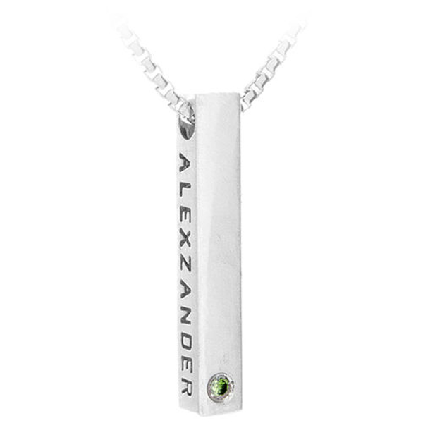 Picture of Sterling Silver Square Bar Birthstone Necklace