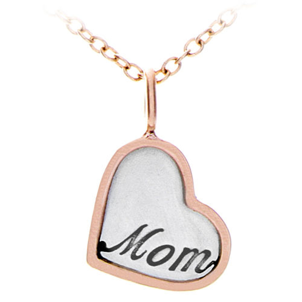 Picture of Silver with 14k Rose Gold Rim Mom Heart Charm