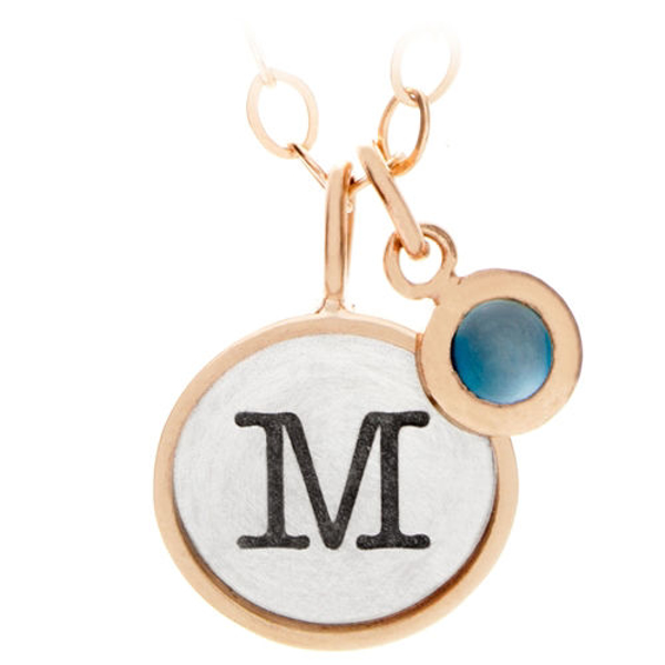 Picture of Silver and Gold Initial Charm with Birthstone