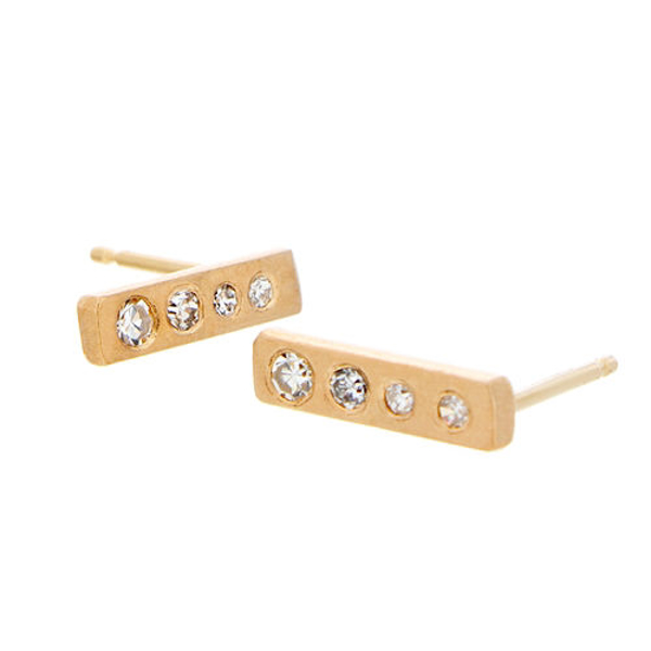 Picture of Gold and Diamond Bar Earring Set