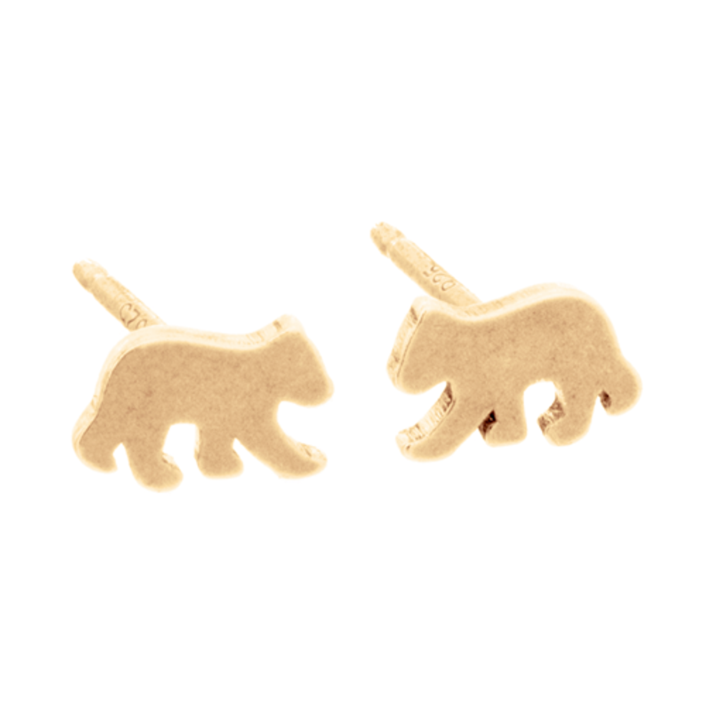 14K Yellow Gold Bear Studs