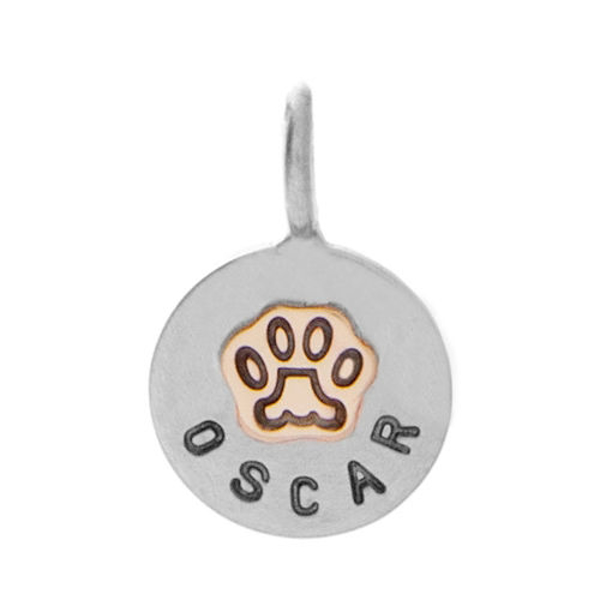 Picture of Dog Name Tag Engraving with Gold Pawprint