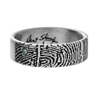 fingerprint engraved ring with birthstone