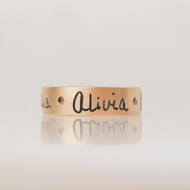 Handwritten Names engraved in gold