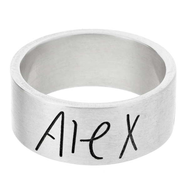 Your Handwriting Engraved on Silver Ring
