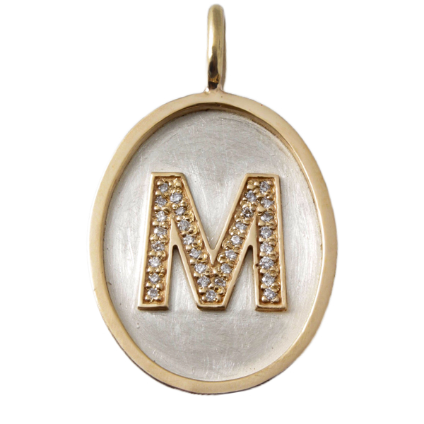 Gold Letter with Pave Set Diamond Charm