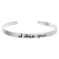 Sterling silver and gold handwriting bracelet engraved with 'I love you,' the perfect personalized Valentine’s Day gift.