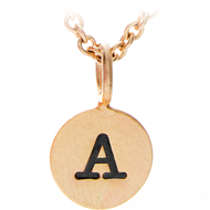 Personalized 14K Yellow Gold Initial Charm Necklace with A Engraving