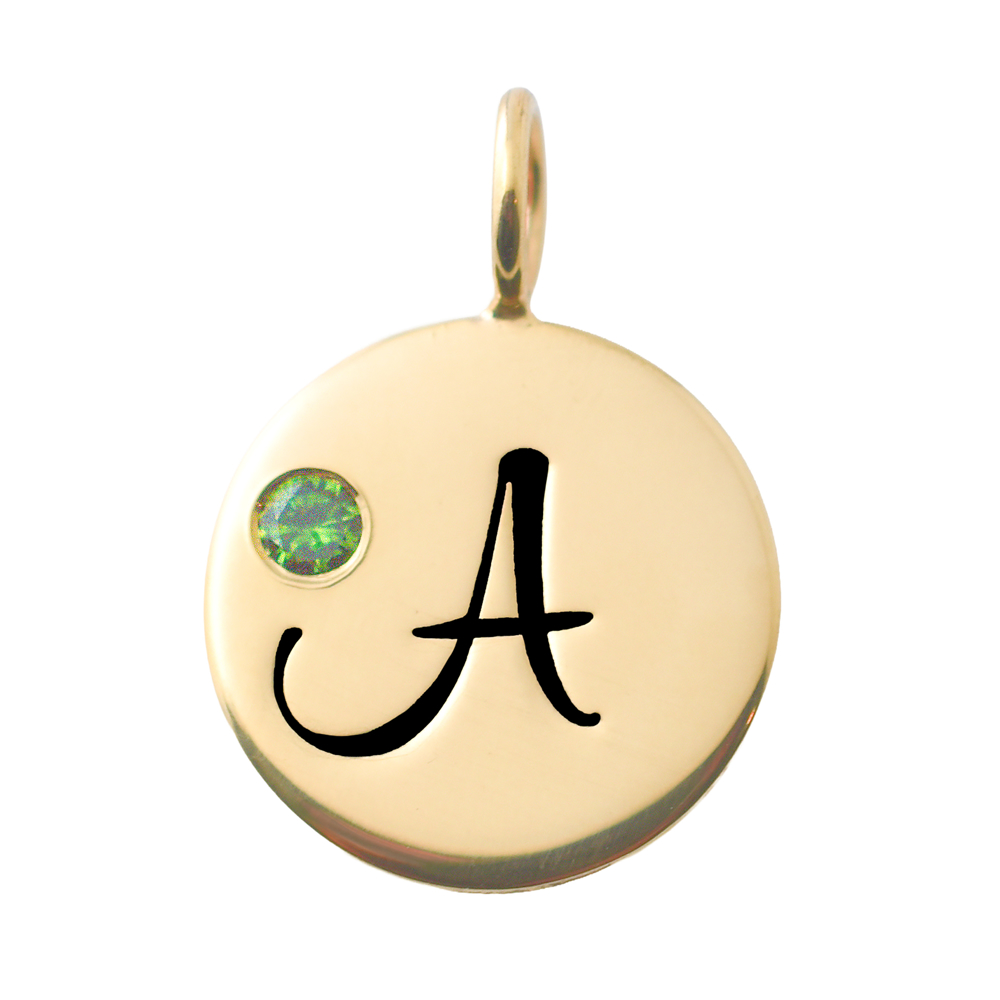 Picture of 14K Gold 5/8" Round Charm with Diamond