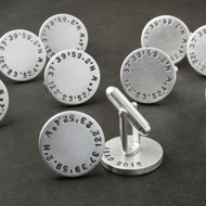 Personalized sterling silver cufflinks engraved for groom and groomsmen